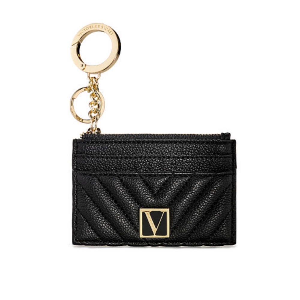 VC Black Leather Card Holder Keychain - Including bag